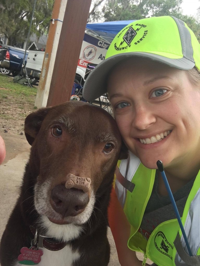 Eric Tucker(KM4OUB) and Jada ("K9DOG") were happy to help out -- (Yes, Jada is waiting patiently waiting to be allowed to enjoy her treat!)